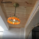 GobekUsa Diamond Square Stained Glass Pendant Light for Home Decor and Lighting