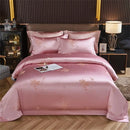 GobekUsa Blue Satin Jacquard Embroidery Bedding Set: King/Queen Size Bed Lines, Duvet Cover, Pillowcase