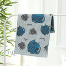 Turquoise cartoon cat cotton gauze hand and face towel bathroom set by Decorbites