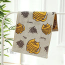 Turquoise cartoon cat cotton gauze hand and face towel bathroom set by Decorbites