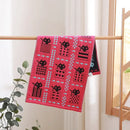 Turquoise cartoon cat cotton gauze hand and face towel bathroom set by Decorbites