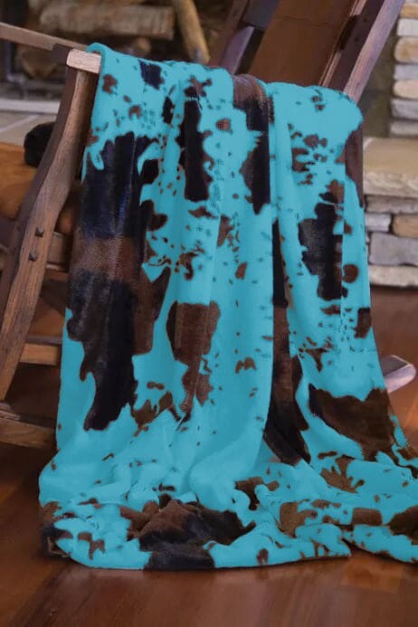 Turquoise Cowhide Throw