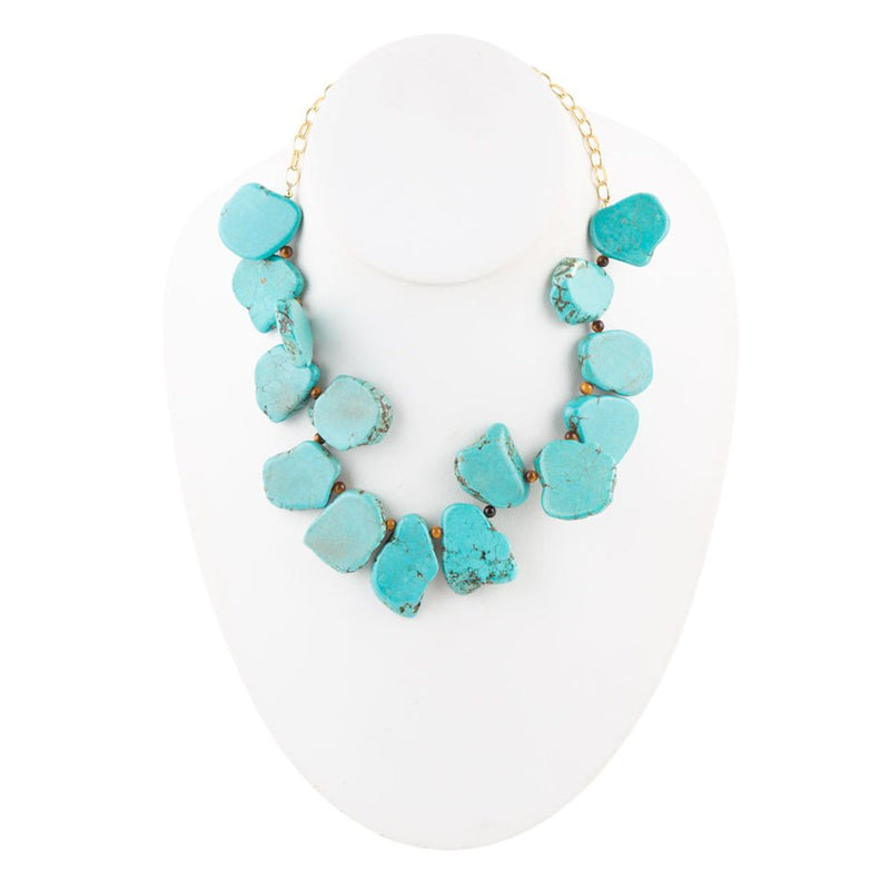 Turquoise Magnesite Slab Golden Necklace