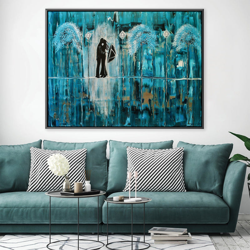 Turquoise Rain Romance Canvas