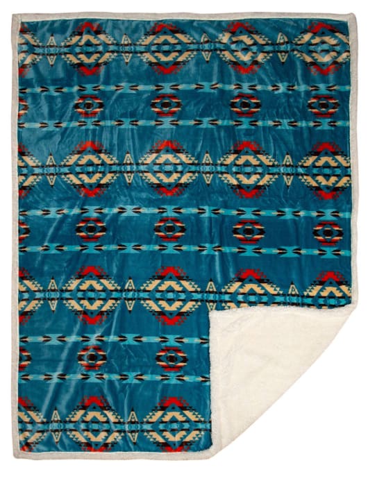 Turquoise Southwest Sherpa Throw