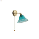 GobekUsa Blue Glass Wall Sconce Pull Chain Switch Rotate Stair Light