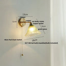 GobekUsa Blue Glass Wall Sconce Pull Chain Switch Rotate Stair Light