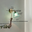 GobekUsa Blue Glass Wall Sconce Pull Chain Switch Rotate Stair Light