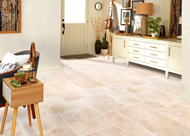 Tuscany Beige French Pattern Set Honed and Filled Travertine Tiles