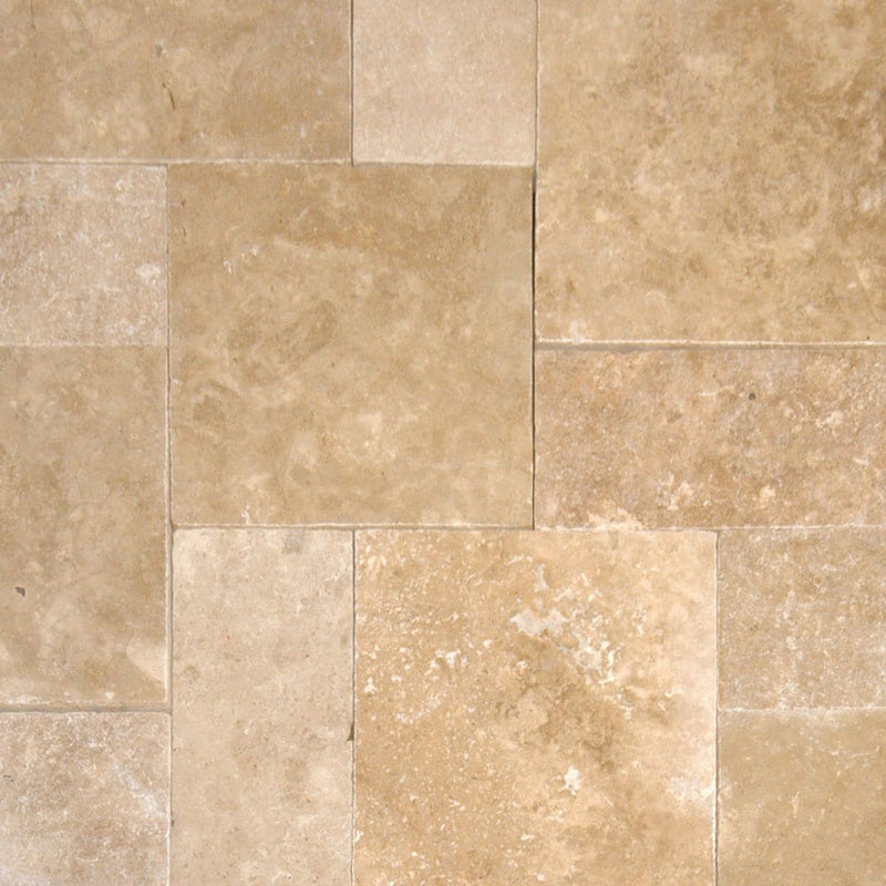 MSI Tuscany Walnut Tumbled 10Kits French Pattern set Travertine Paver