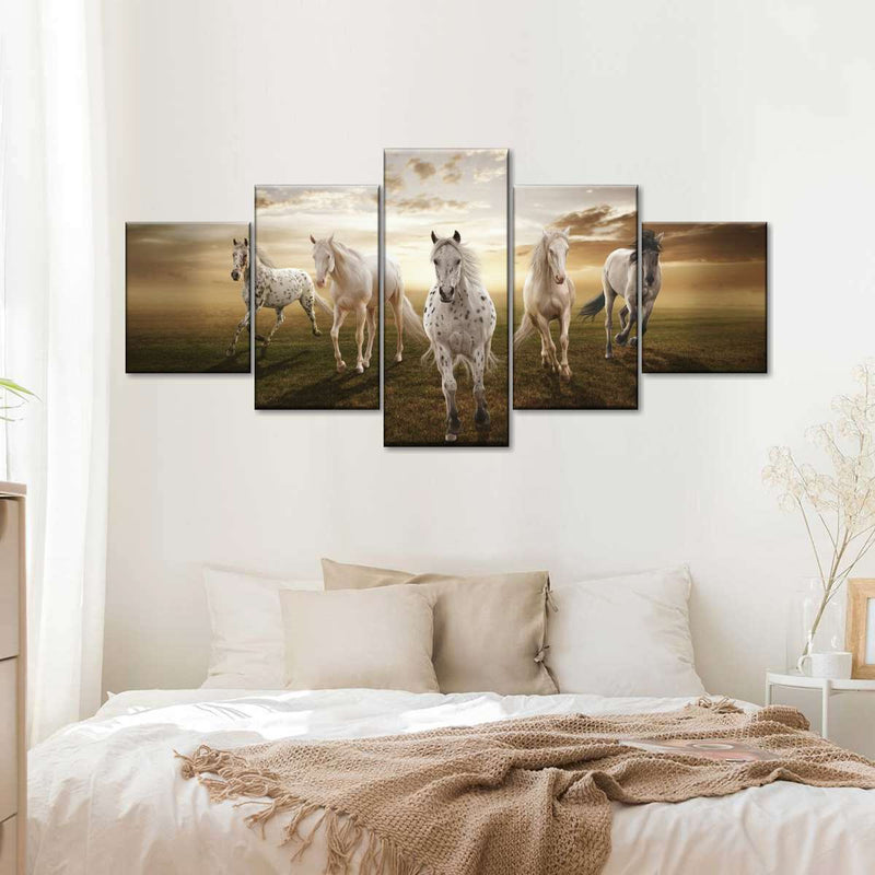 Dramatic White Horses Wall Art