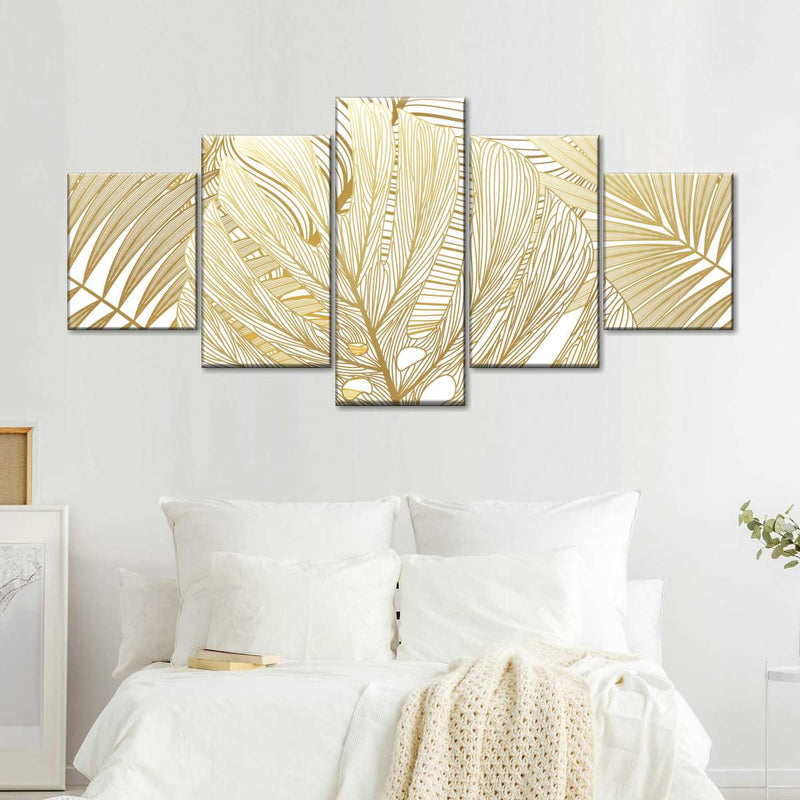 Golden Tropical Leaves Wall Art