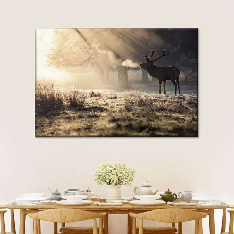 Wild Deer In Snow Wall Art