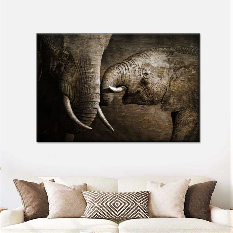 Affectionate Elephants Wall Art