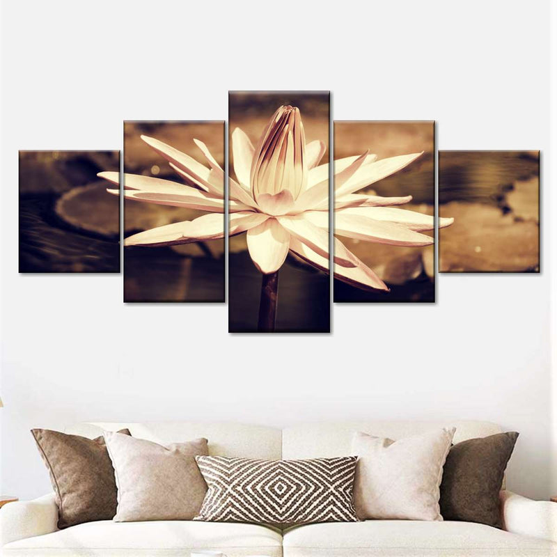 Sepia Lotus Flower Wall Art