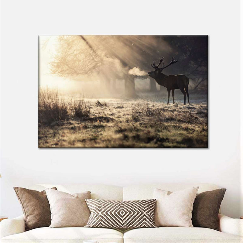 Wild Deer In Snow Wall Art