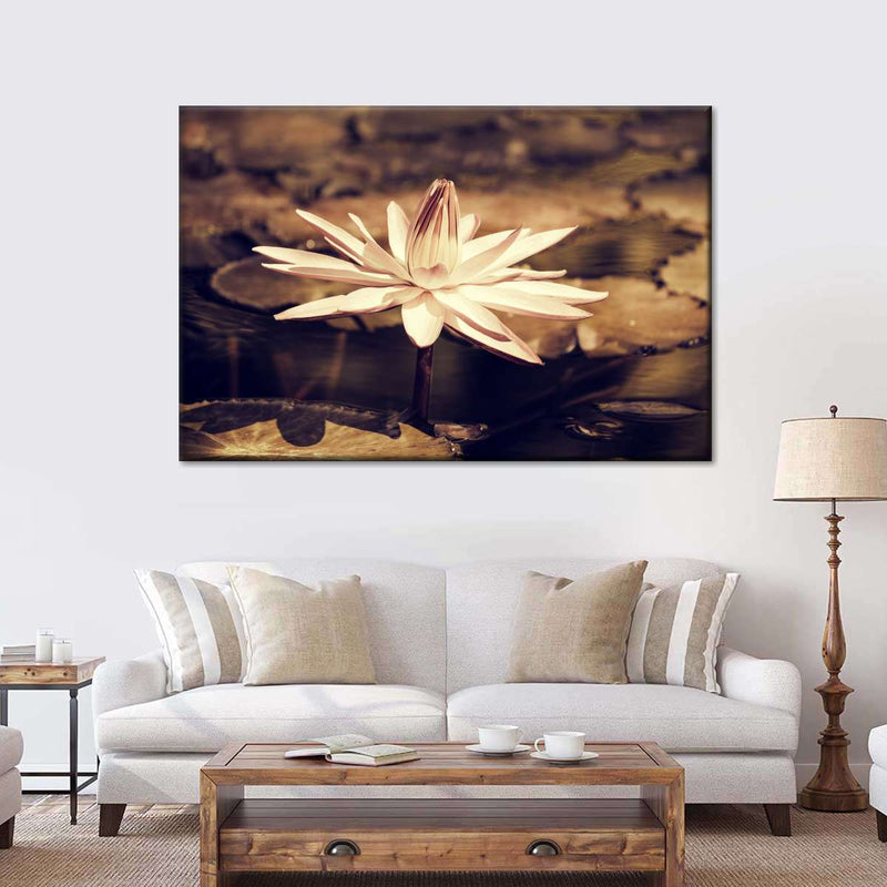 Sepia Lotus Flower Wall Art