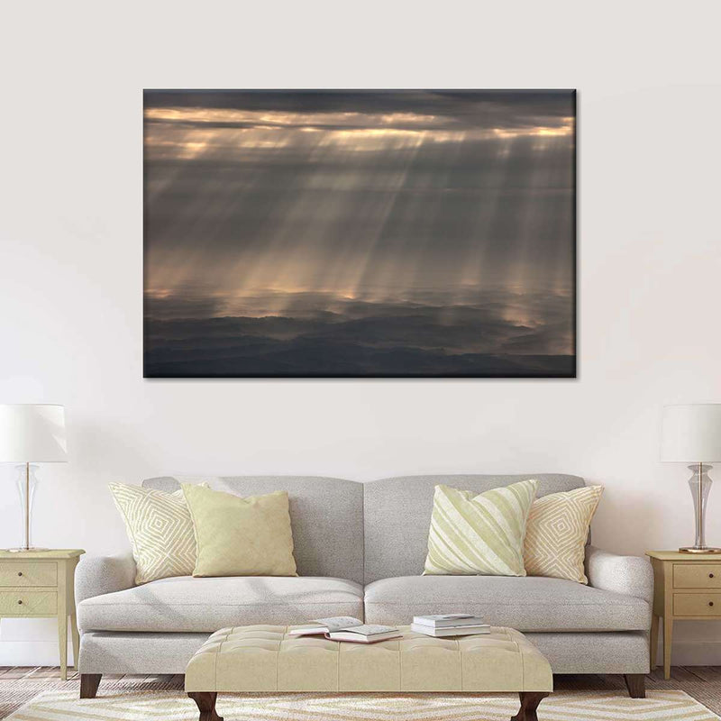 Sunrays And Cloudy Sky Wall Art