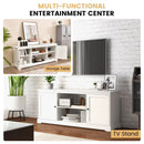 58 Inch TV Stand with 2 Cabinets and Adjustable Shelves for TVs up to 65 Inch-White by LJGDeals