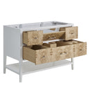 James Martin Olena 48" Single Bathroom Vanity, Polished White and Light Mappa Burl