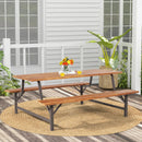 6-Person Outdoor Picnic Table and Bench Set with 2 Inch Umbrella Hole by DirectDeals