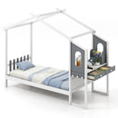Twin/Full Bed Frame with House Roof Canopy and Fence for Kids by LJGDeals