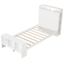 Full Size Bed Frame with 2 USB Ports with Storage Headboard and Lights by LJGDeals