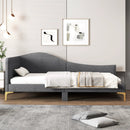 Full/Twin Size Rivet-Tufted Platform Bed with Metal Legs and Wood Slats by DirectDeals