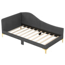 Full/Twin Size Rivet-Tufted Platform Bed with Metal Legs and Wood Slats by LJGDeals