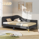 Full/Twin Size Rivet-Tufted Platform Bed with Metal Legs and Wood Slats by DirectDeals