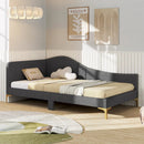 Full/Twin Size Rivet-Tufted Platform Bed with Metal Legs and Wood Slats by LJGDeals