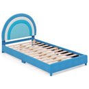 Twin Bed Frame with Height-Adjustable Headboard and Sturdy Wooden Slats by LJGDeals