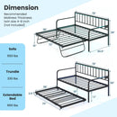 Twin Daybed with Charging Station and LED Lights-Black by LJGDeals
