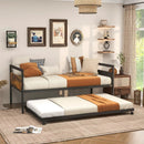 Twin Metal Daybed with Trundle Lockable Wheels-Twin Size by LJGDeals