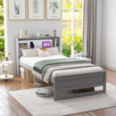 Twin Size Bed Frame with Storage Headboard and Charging Station by LJGDeals