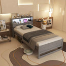 Twin Size Bed Frame with Storage Headboard and Charging Station by LJGDeals