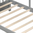 Twin Size House Bed with 2 Storage Drawers and Fence Guardrails-Gray