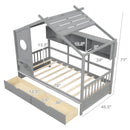 Twin Size House Bed with 2 Storage Drawers and Fence Guardrails by LJGDeals