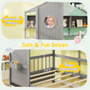 Twin Size House Bed with 2 Storage Drawers and Fence Guardrails by LJGDeals