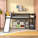 Twin Size Low Sturdy Loft Bed with Slide Wood by LJGDeals