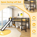 Twin Size Low Sturdy Loft Bed with Slide Wood by LJGDeals