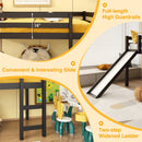 Twin Size Low Sturdy Loft Bed with Slide Wood-Dark Brown