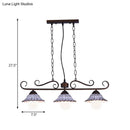 GobekUsa Twisting Island Pendant Lamp: 3-Light Coffee Metal Hanging Light with Scalloped Bell Ceramics Shade - Korean Style