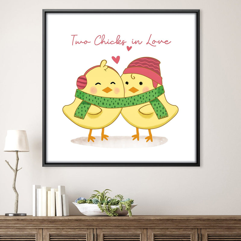 Two Chicks in Love Canvas