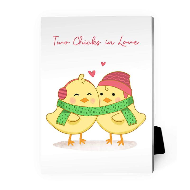 Two Chicks in Love Desktop Canvas