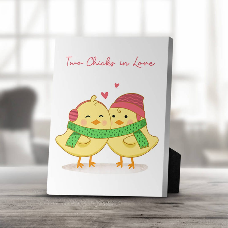 Two Chicks in Love Desktop Canvas