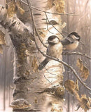 Two Friend Birds on Birch Tree