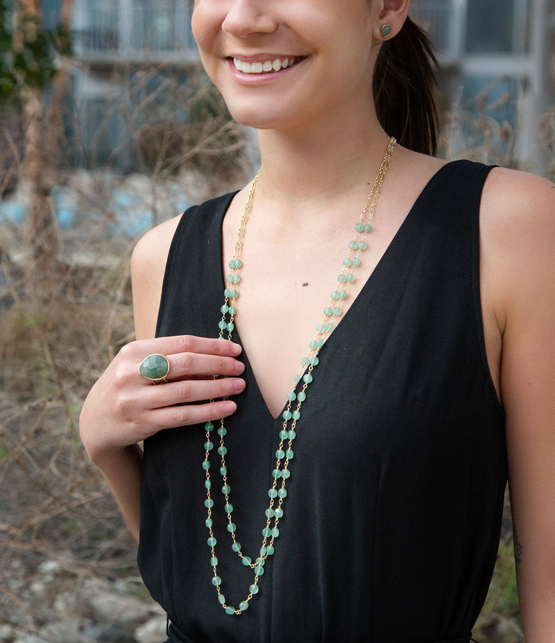 Two Row Green Aventurine Necklace