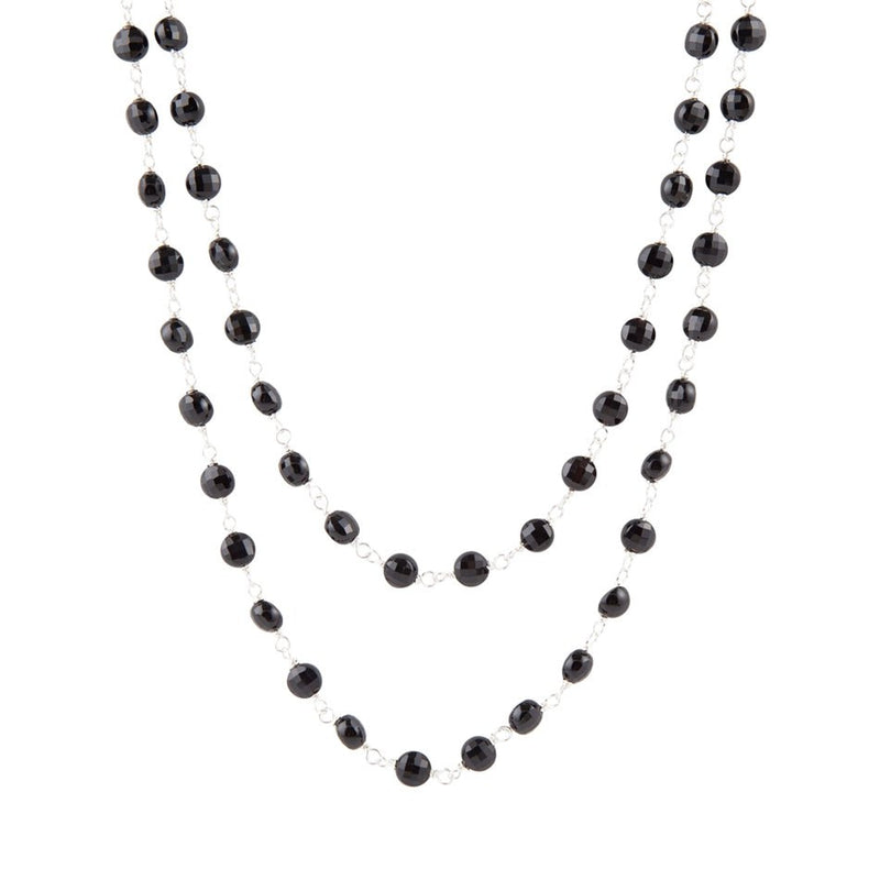 Two Row Onyx and Sterling Silver Necklace