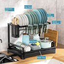 GobekUsa Double-layer Dish Drying Rack Kitchen Sink Organizer Drainboard Storage